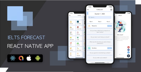 English Learning App – IELTS Test/Quiz Forecasting – Full React Native Mobile App with Backend