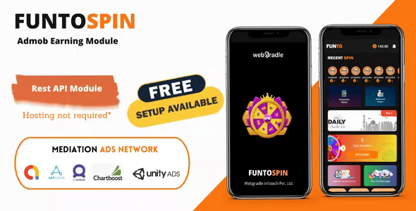 Funto Spin & Earn Earning Module | Admob Mediation with Facebook + Applovin + Unityads + Chartboost