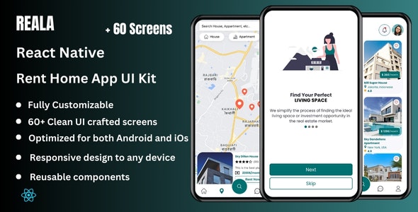 Reala – Real Estate Property Listing React Native CLI App Ui Kit