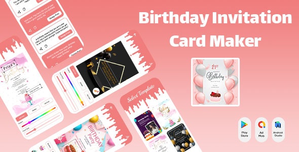 Birthday Invitation Card Maker – Card Creator – Invitation Maker – Birthday Design Maker – Greeting