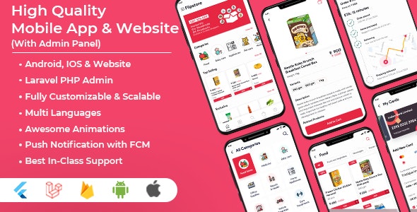 Grocery, Clothes, Pharmacy, Food, Electronics, Jewellery Mobile App with Admin Panel (Flutter & PHP)