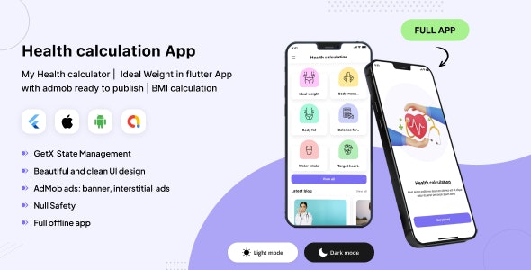 My Health calculator | Ideal Weight in flutter App with admob ready to publish | BMI calculation