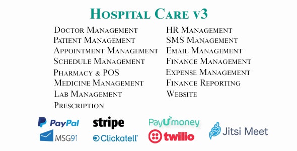 Hospital Care – Advanced Hospital / Clinic / Medical Center Management System v3