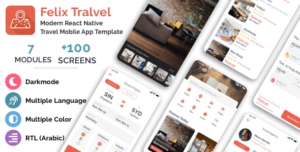 Felix Travel – mobile React Native travel app template