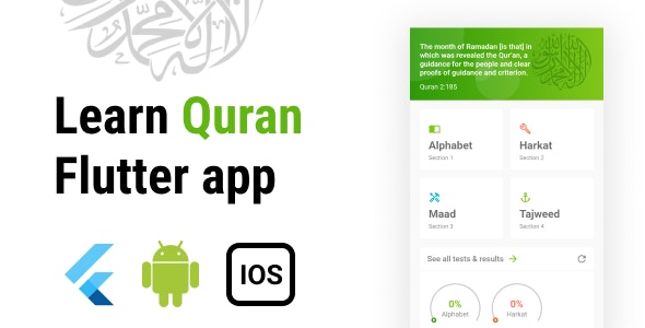 Learn Quran app with quiz feature – flutter android ios