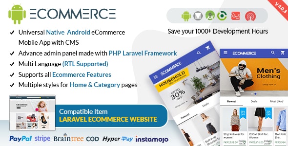 Android Ecommerce – Universal Android Ecommerce / Store Full Mobile App with Laravel CMS