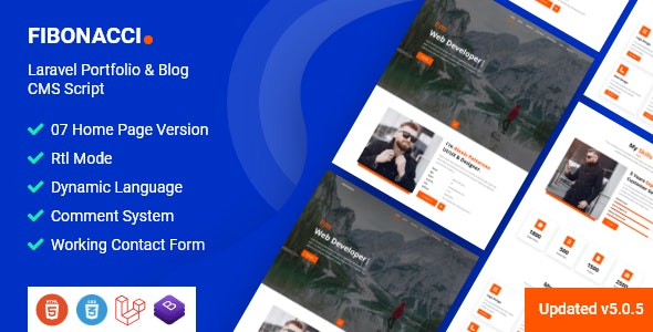 Fibonacci – Laravel Portfolio  Blog CMS Script