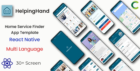 Home Service Finder App Template in React Native | HelpingHand | Multi Language