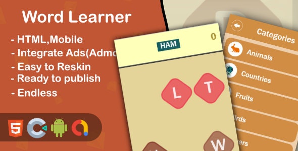 Word Learner – Html5 Game and Mobile (Construct 3)