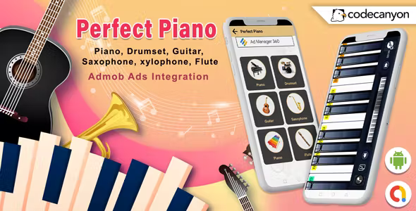 Android Piano Music App – Guitars, Saxophones, Trumpets, Flutes, and Xylophones