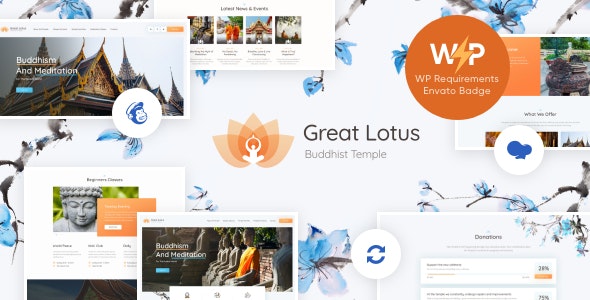 Great Lotus | Oriental Buddhist Temple WordPress Theme + RTL