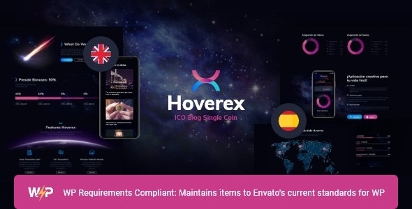 Hoverex | Cryptocurrency, NFT & ICO WordPress Theme + Spanish 1.5.9