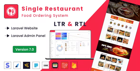 Single Restaurant – Laravel Website  Admin Panel