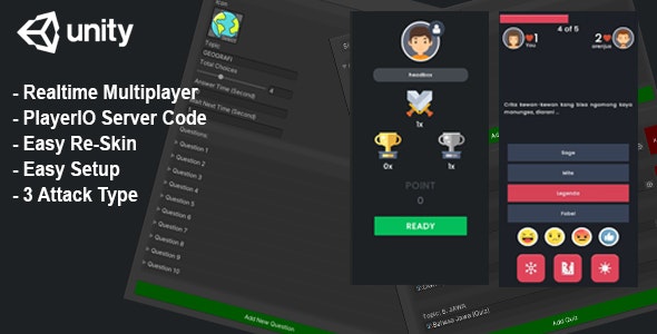 (Unity) Trivia Quiz Realtime Multiplayer + Server Code – Player.IO