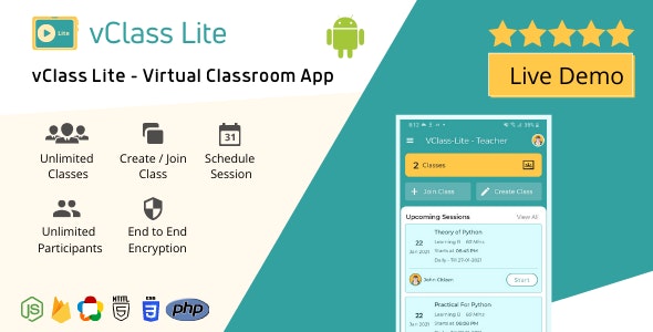 vClass Lite – Virtual Online Live Classroom Android App