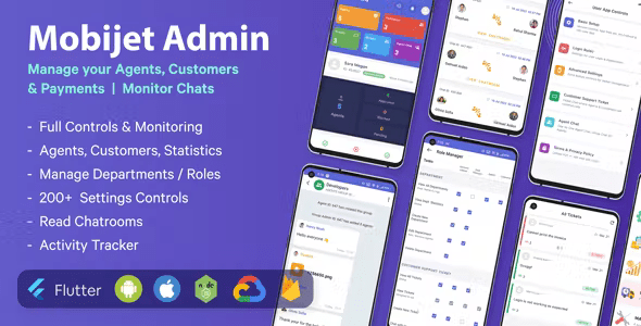 Mobijet ADMIN – Manage  Monitor Agents, Customer  Payments | Android  iOS Flutter app 1.0.4