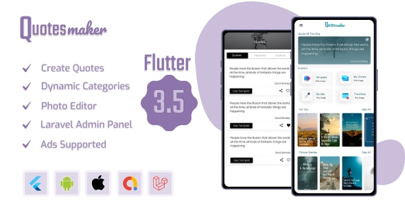 Quotes Maker Flutter App + Laravel Admin Panel