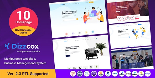 Dizzcox – Multipurpose Website  Business Management System CMS