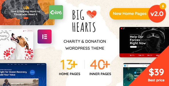 BigHearts – Charity  Donation WordPress Theme