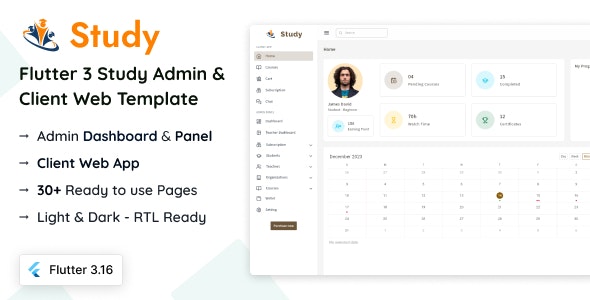 Study – Flutter Courses Admin  Client Template