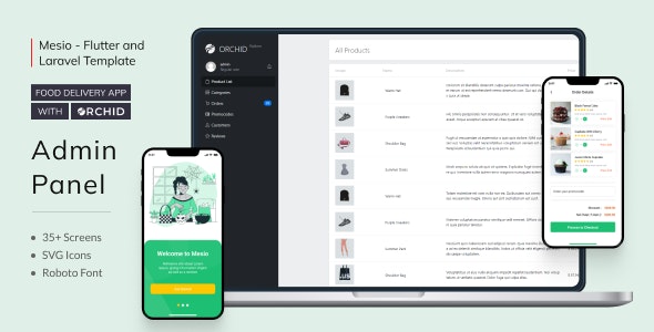 Mesio – Flutter Food Delivery App with Laravel Orchid Admin Panel