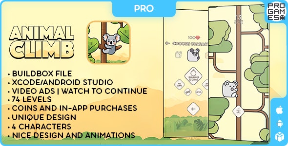 Animal Climb (PRO) – BUILDBOX CLASSIC – IOS – Android – Reward video