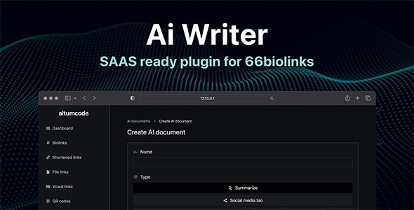 AI – Writing Assistant, Image Generator, Speech to Text – 66biolinks, 66toolkit Plugin