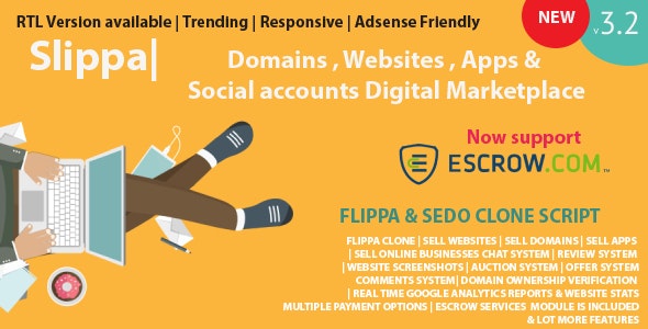 Slippa – Domains,Website ,App  Social Media Marketplace PHP Script 4.0