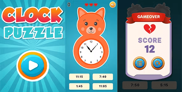 Clock Puzzle – Tell Time HTML5 Education Game (no capx)