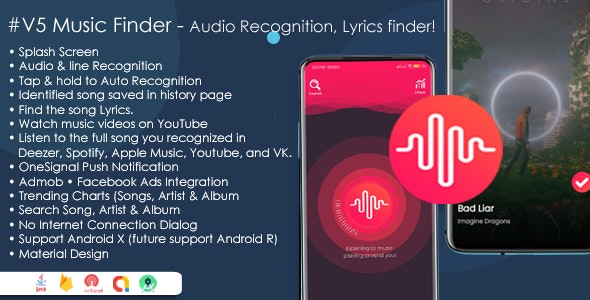 Music Finder – Audio  Lyrics Recognition, Trending  Search Music, Shazam Clone with Admob