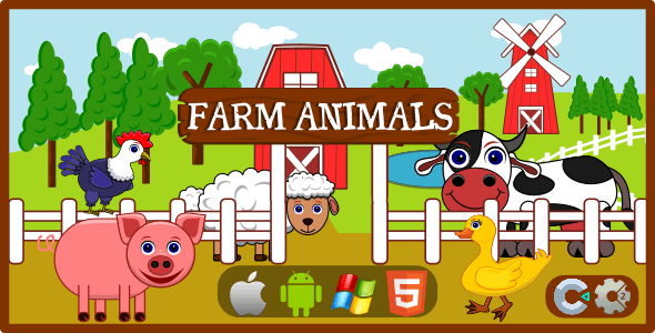 Farm Animals – Educational Game (HTML5+CAPX|Construct 2 and 3)