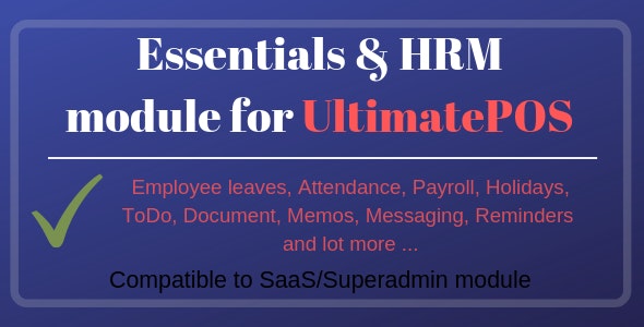 Essentials  HRM (Human resource management) Module for UltimatePOS (With SaaS compatible) 5.0