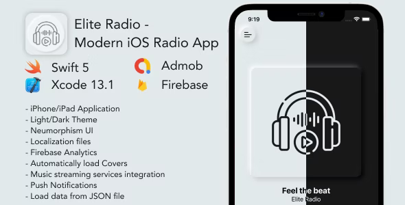 Elite Radio – Modern Neumorphism UI Radio App for iOS