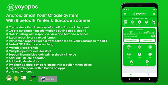 YoyoPOS – Point Of Sales for Android APP with Barcode Scanner and API