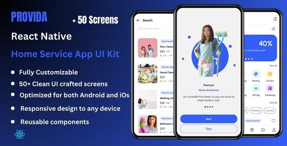 Provida – Home Service  House Cleaning React Native Expo Ui Kit