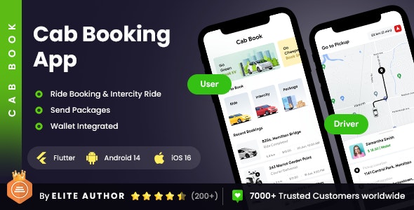 4 App Template | Cab Booking  Courier Package Sending App | Taxi Booking Mobile App | Cab Book