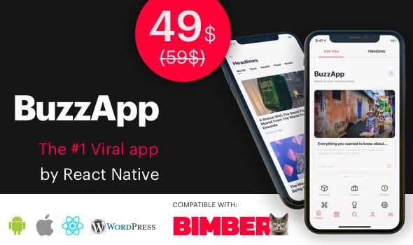 BuzzApp – Viral Magazine WordPress app by React Native (CeNews)