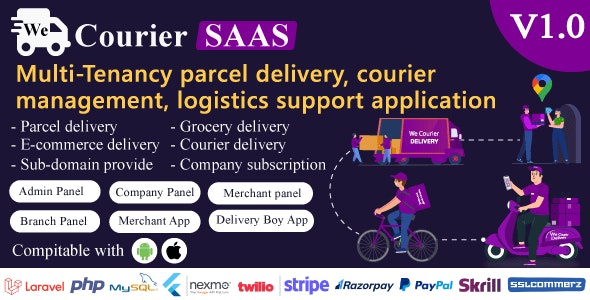 We Courier SAAS – Multi-Tenancy courier and logistics management – merchant, delivery app with admin