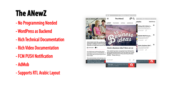 ANewZ | Native Android News App for WordPress Site with AdMob & FCM PUSH Notification