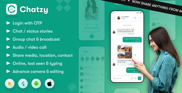 Chatzy – Whatsapp Clone Full Chat  Call App | Android  iOS Flutter Chat app with Admin Panel