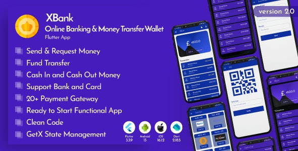 XBank – Online Banking  Money Transfer Wallet Flutter App