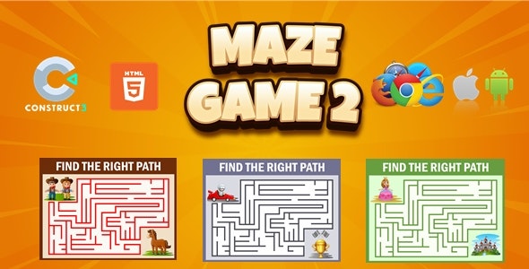 Maze Game 2 For Kids – HTML5 Game – Construct 3 (C3P)