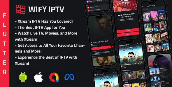 WIFY IPTV Mobile Xtream player Multiple format  ad network