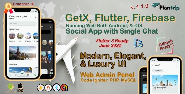 PlanTrip – Social Flutter v.3x Full App with Chat | Web Admin Panel | Google Admob