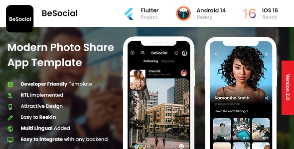 2 App Template | BeReal Social Media Photo Sharing App – BeSocial