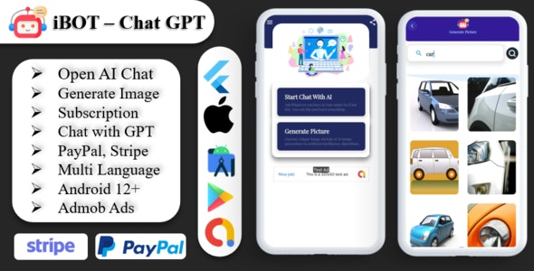 ChatGPT App – Chat GPT App | Open AI ChatGPT | Google Login | Subscription | PayPal  Stripe