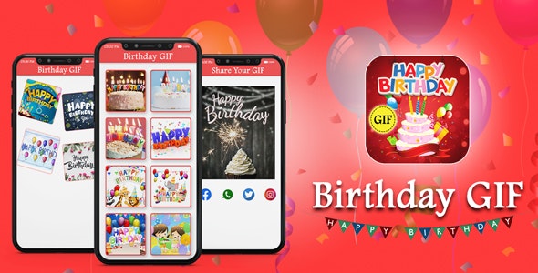 Happy Birthday GIF – Android App + Admob + Facebook Integration