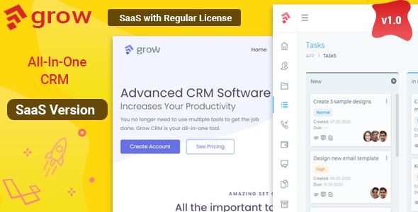 Grow CRM SaaS – Laravel Project Management – Multitenancy 2.6