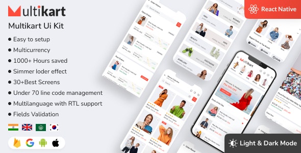 Best React Native Ecommerce App UI Kit – Multikart