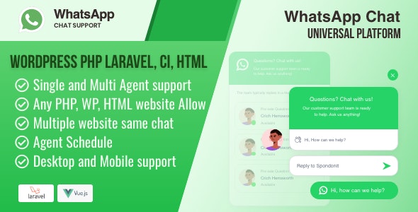 WhatsApp Chat – Universal Platform WordPress PHP  HTML Standalone Software